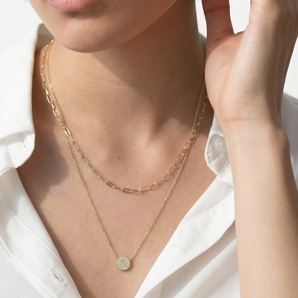 The Linden Pendant Necklace with 18K Yellow Gold Vermeil / Lab / 1/10 Cut Diamond in 14KT 18K Yellow Gold Vermeil / Lab / 1/10 view 3
