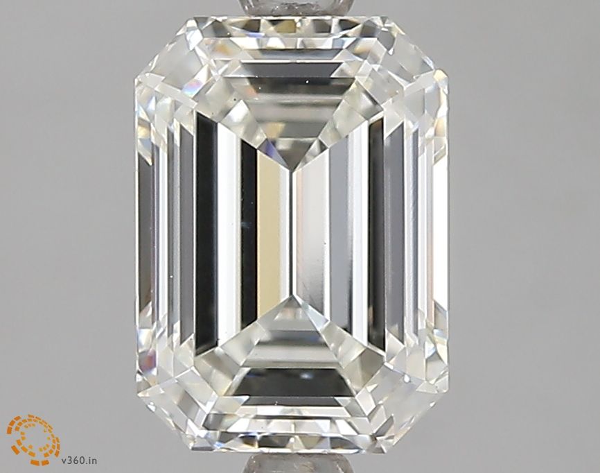 2.1 Carat Emerald Lab Diamond with  Cut Diamond in 14KT  view 1
