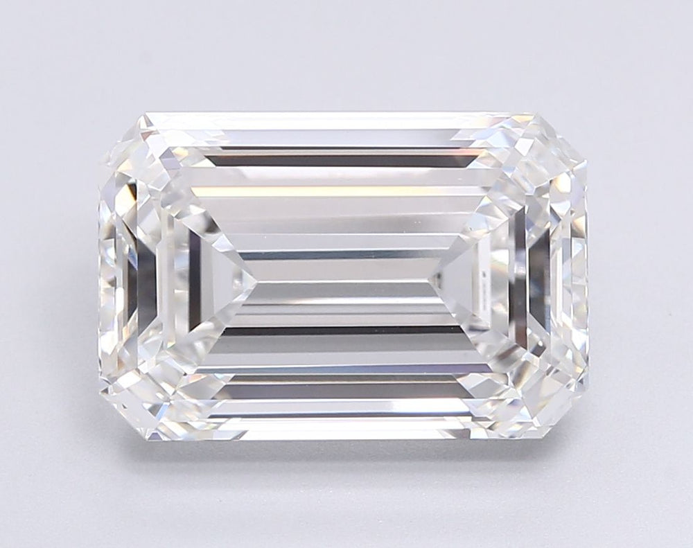 7.05 Carat Emerald Lab Diamond with  Cut Diamond in 14KT  view 1
