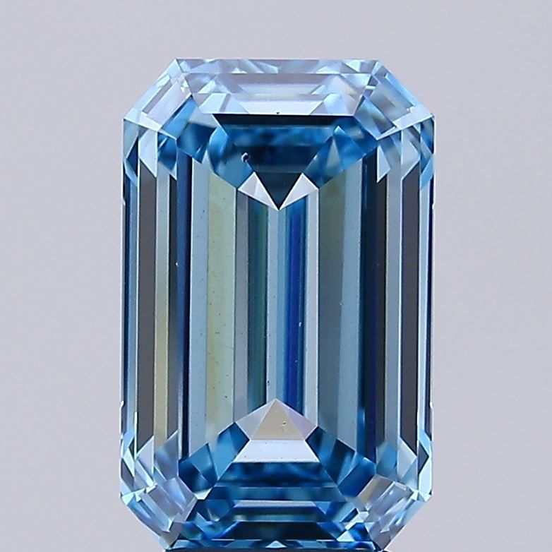 5.01 Carat Emerald Lab Diamond with  Cut Diamond in 14KT  view 1

