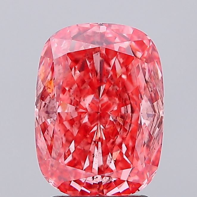 2.77 Carat Cushion Lab Diamond with  Cut Diamond in 14KT  view 1
