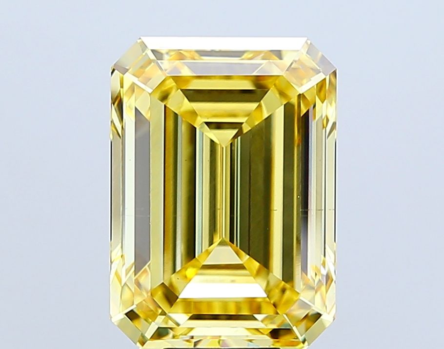 12.32 Carat Emerald Lab Diamond with  Cut Diamond in 14KT  view 1
