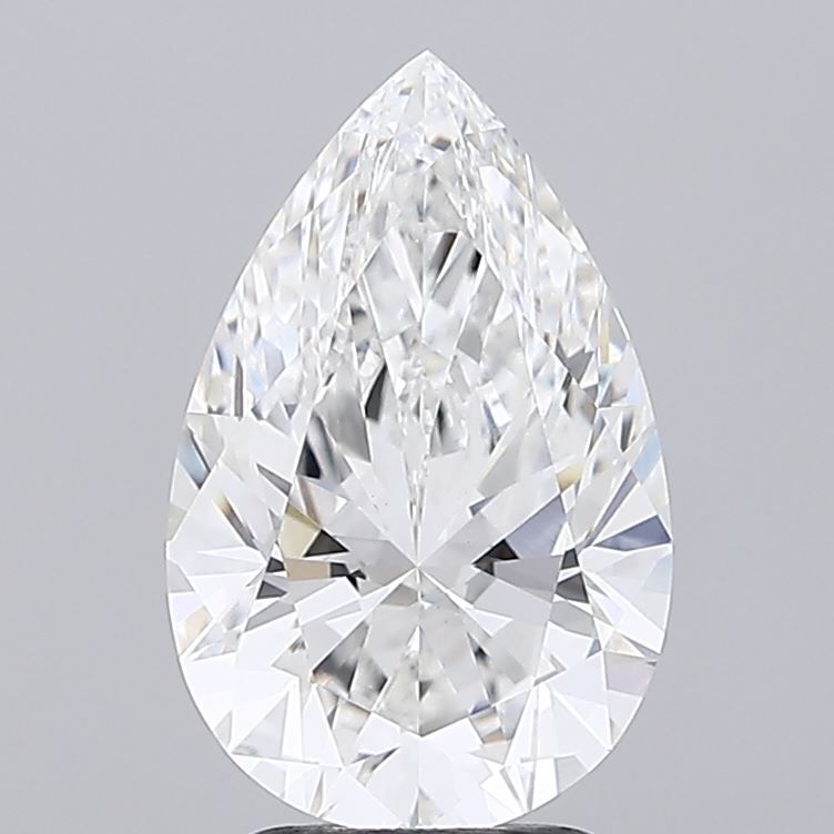 3.0 Carat Pear Lab Diamond with  Cut Diamond in 14KT  view 1
