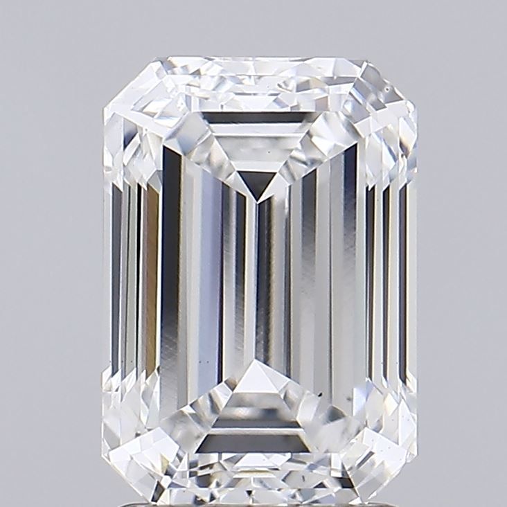 2.0 Carat Emerald Lab Diamond with  Cut Diamond in 14KT  view 1
