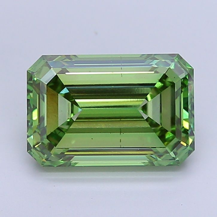 5.41 Carat Emerald Lab Diamond with  Cut Diamond in 14KT  view 1
