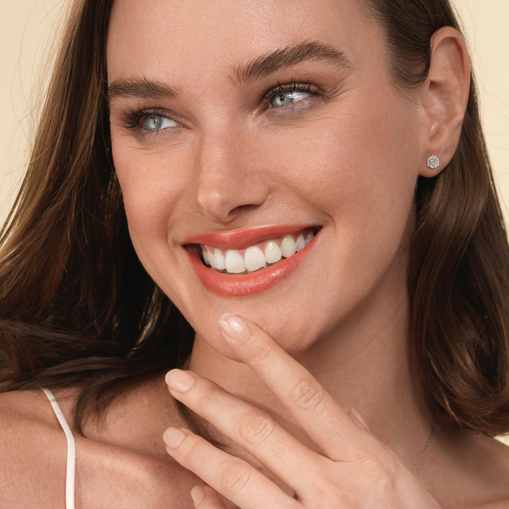 Classic Round Martini Stud Earrings (F/G SI+) with 14KT Rose Gold / Lab / 2 Cut Diamond in 14KT Rose Gold / Lab / 2 view 3
