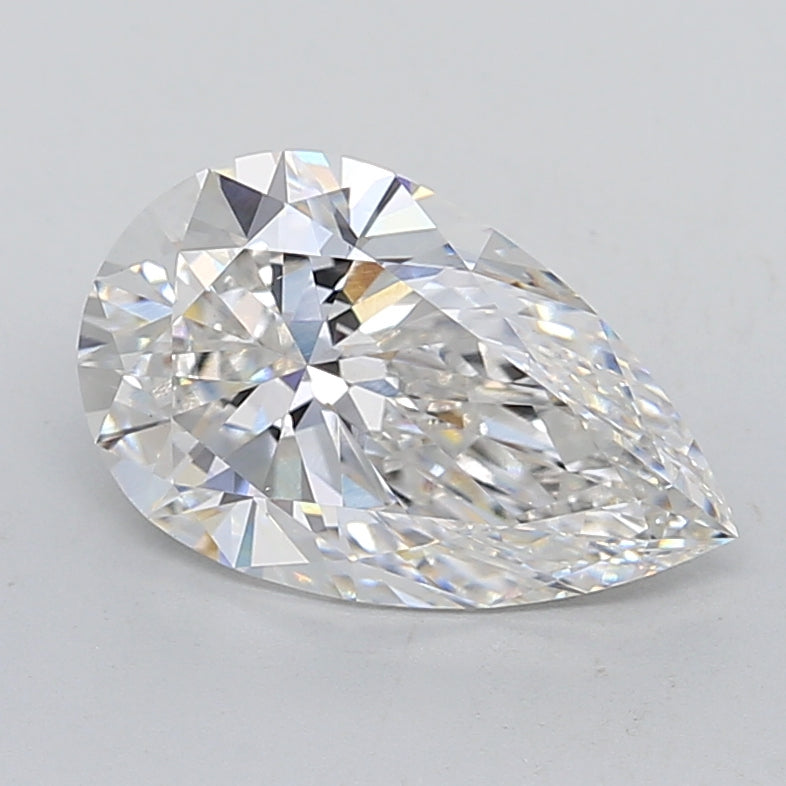3.09 Carat Pear Lab Diamond with  Cut Diamond in 14KT  view 1

