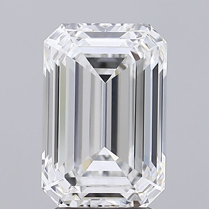 3.86 Carat Emerald Lab Diamond with  Cut Diamond in 14KT  view 1

