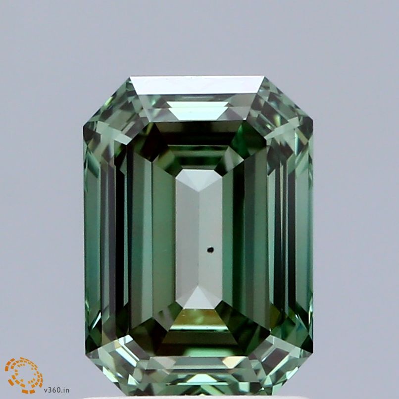 1.5 Carat Emerald Lab Diamond with  Cut Diamond in 14KT  view 1
