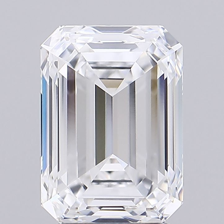 2.75 Carat Emerald Lab Diamond with  Cut Diamond in 14KT  view 1
