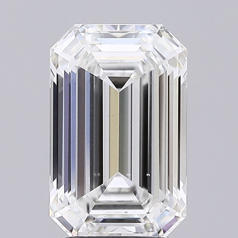 3.15 Carat Emerald Lab Diamond with  Cut Diamond in 14KT  view 1
