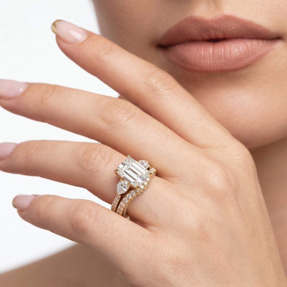 The W Crest Diamond Wedding Band with 18KT Yellow Gold & Platinum Cut Diamond in 14KT Yellow Gold & Platinum view 5
