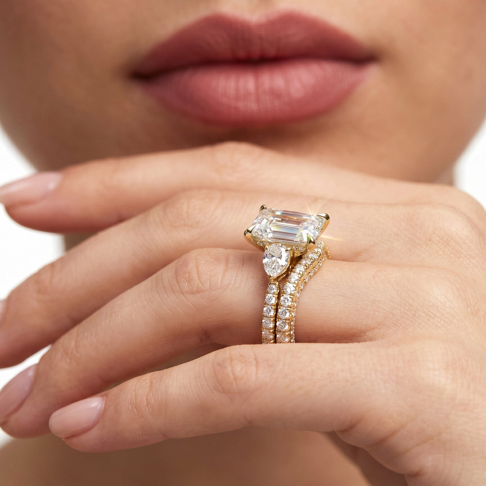 The W Crest Diamond Wedding Band with 18KT Rose Gold & Platinum Cut Diamond in 14KT Rose Gold & Platinum view 4
