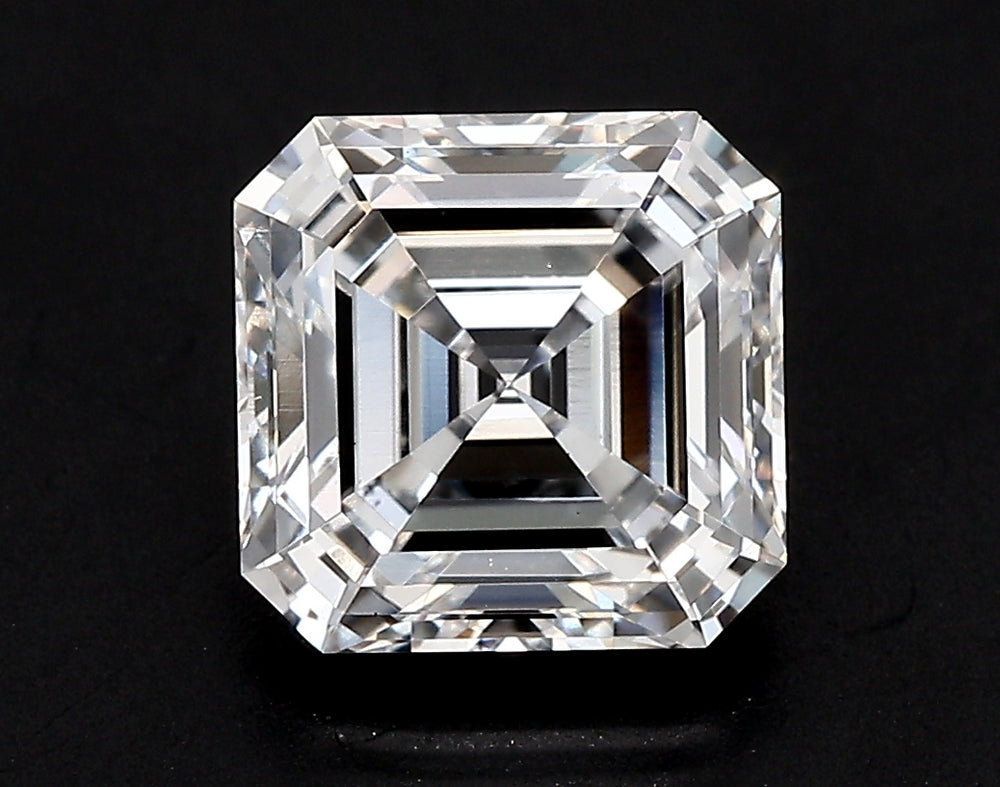 6.05 Carat Asscher Lab Diamond with  Cut Diamond in 14KT  view 1
