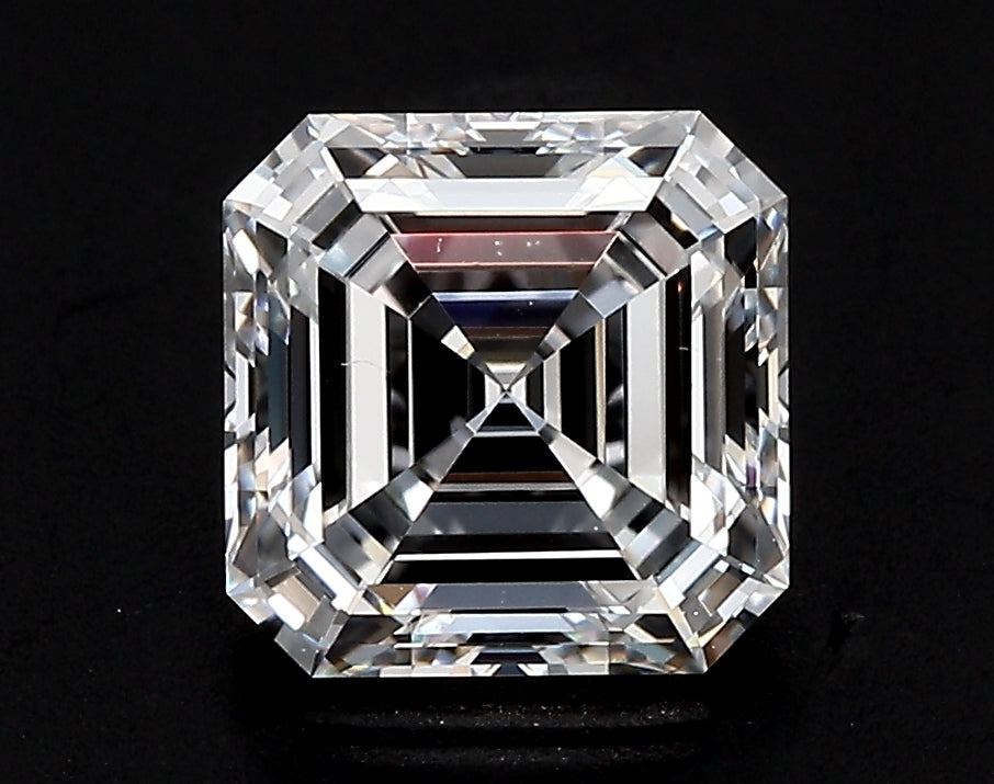 3.02 Carat Asscher Lab Diamond with  Cut Diamond in 14KT  view 1
