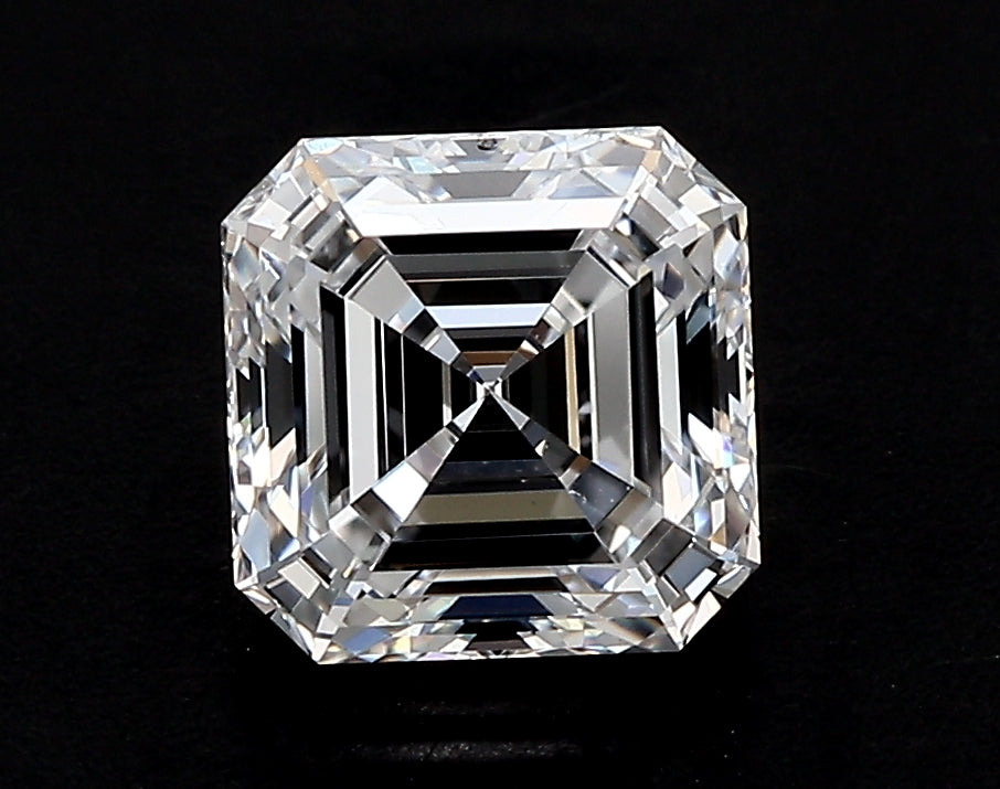 5.03 Carat Asscher Lab Diamond with  Cut Diamond in 14KT  view 1
