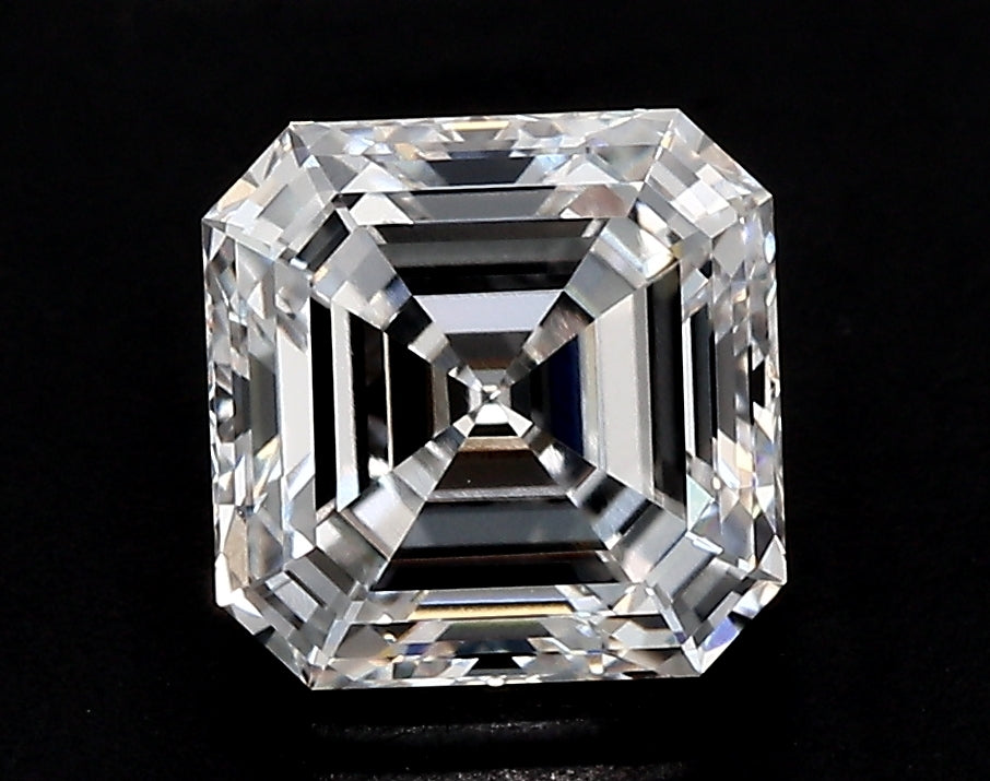 4.03 Carat Asscher Lab Diamond with  Cut Diamond in 14KT  view 1
