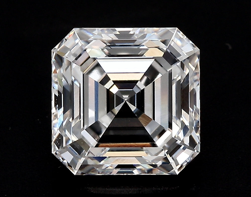 3.02 Carat Asscher Lab Diamond with  Cut Diamond in 14KT  view 1
