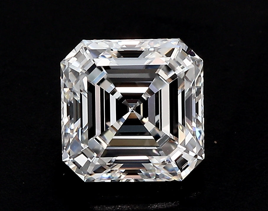 3.22 Carat Asscher Lab Diamond with  Cut Diamond in 14KT  view 1
