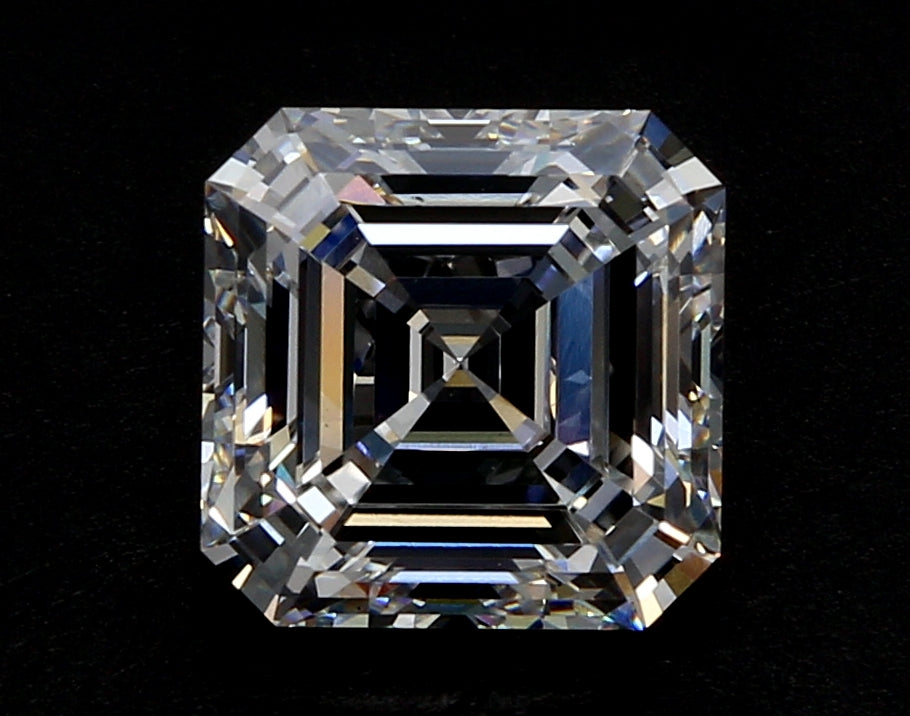3.08 Carat Asscher Lab Diamond with  Cut Diamond in 14KT  view 1
