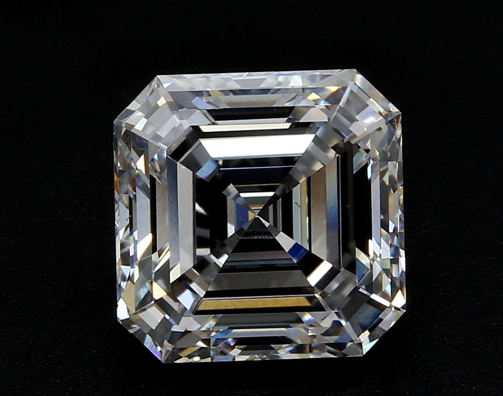 3.09 Carat Asscher Lab Diamond with  Cut Diamond in 14KT  view 1
