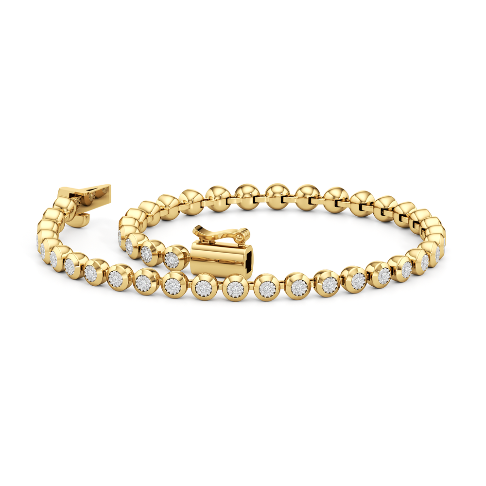 The Chloe Bezel Bracelet with Lab Cut Diamond in 14KT 18K Yellow Gold Vermeil view 4
