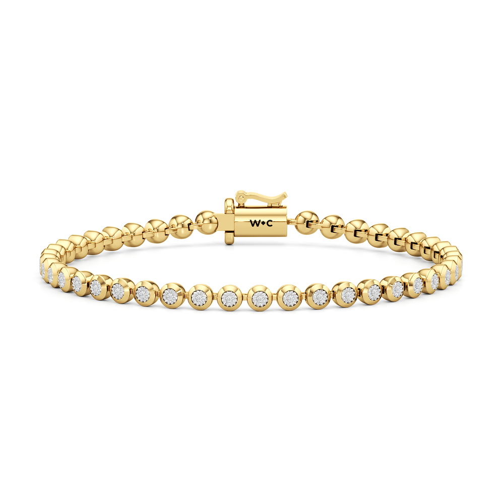 The Chloe Bezel Bracelet with Lab Cut Diamond in 14KT 18K Yellow Gold Vermeil view 1
