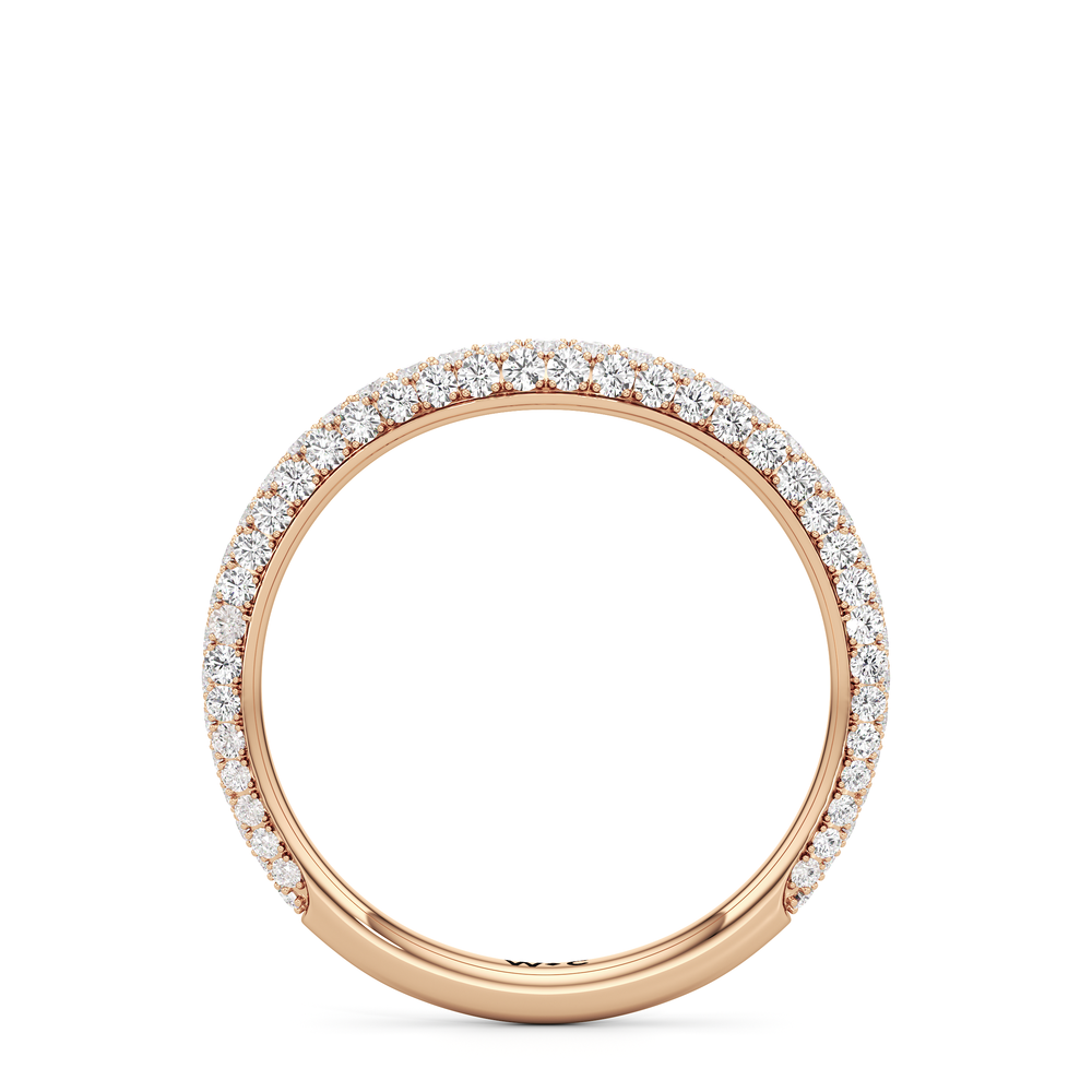 The Elise Three Stone Diamond Wedding Band with 18KT Rose Gold Cut Diamond in 14KT Rose Gold view 2
