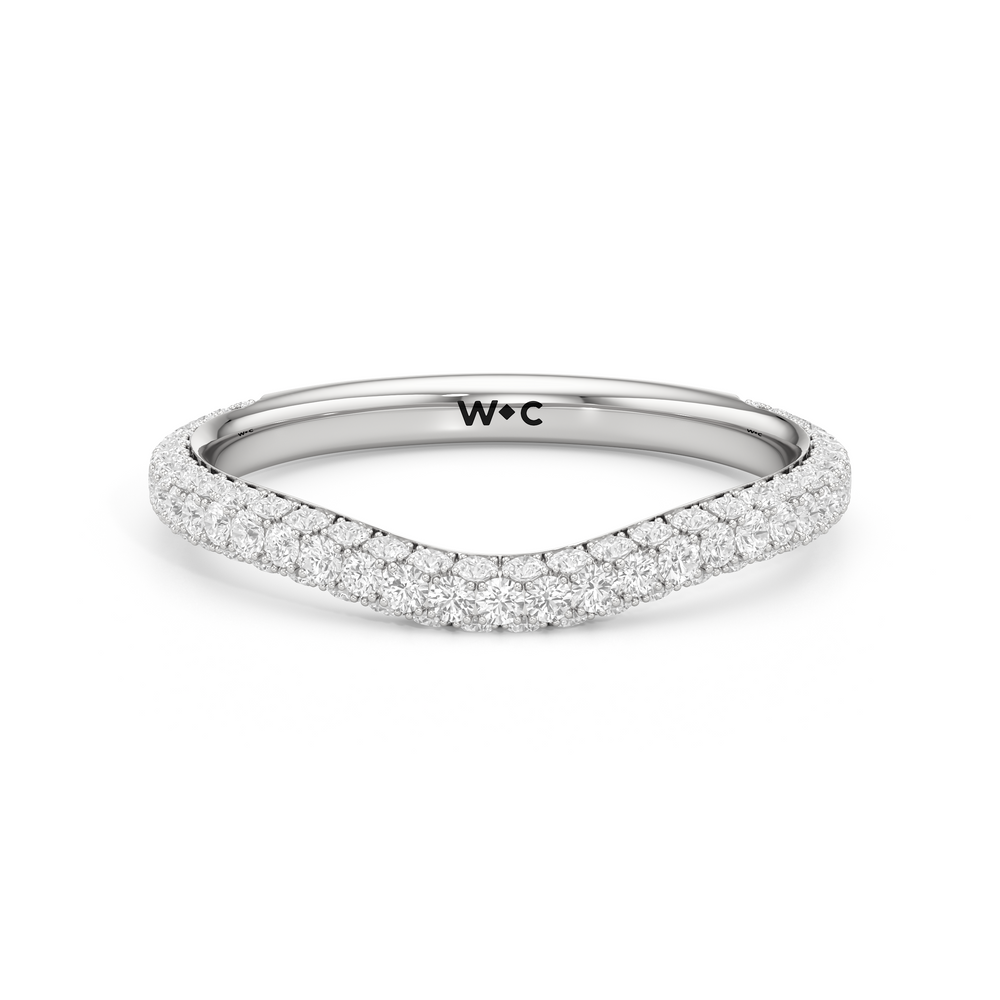 The Elise Three Stone Diamond Wedding Band with Platinum Cut Diamond in 14KT Platinum view 1
