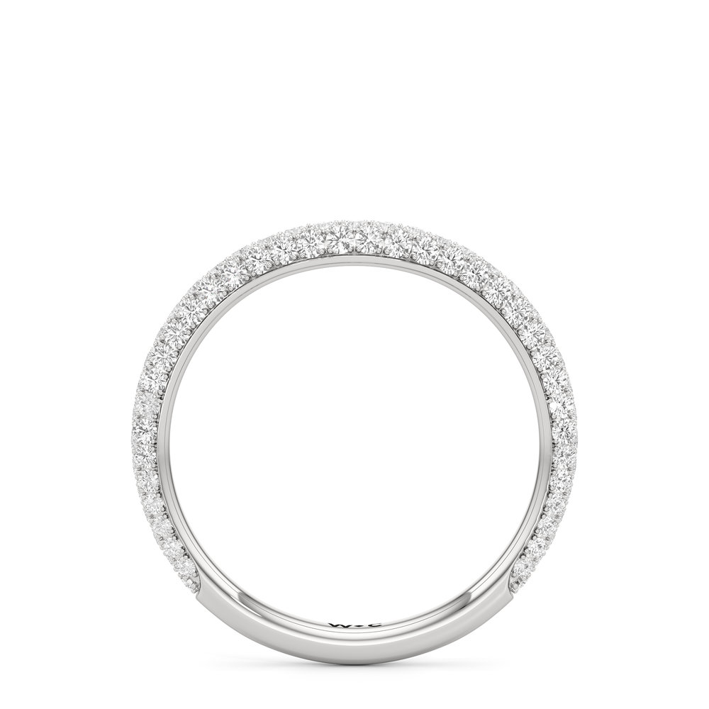 The Elise Three Stone Diamond Wedding Band with Platinum Cut Diamond in 14KT Platinum view 2
