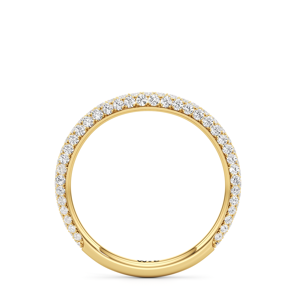 The Elise Three Stone Diamond Wedding Band with 18KT Yellow Gold Cut Diamond in 14KT Yellow Gold view 2
