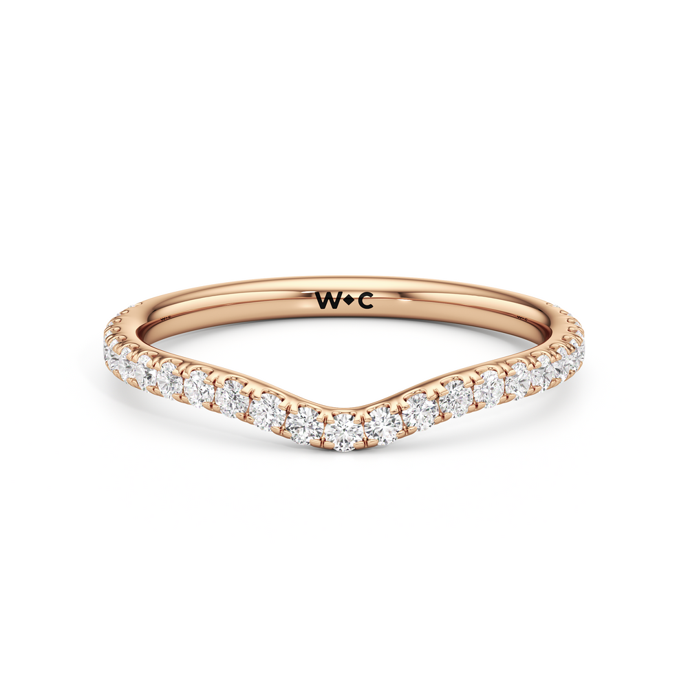 The Charlotte Three Stone Diamond Wedding Band with 18KT Rose Gold Cut Diamond in 14KT Rose Gold view 1
