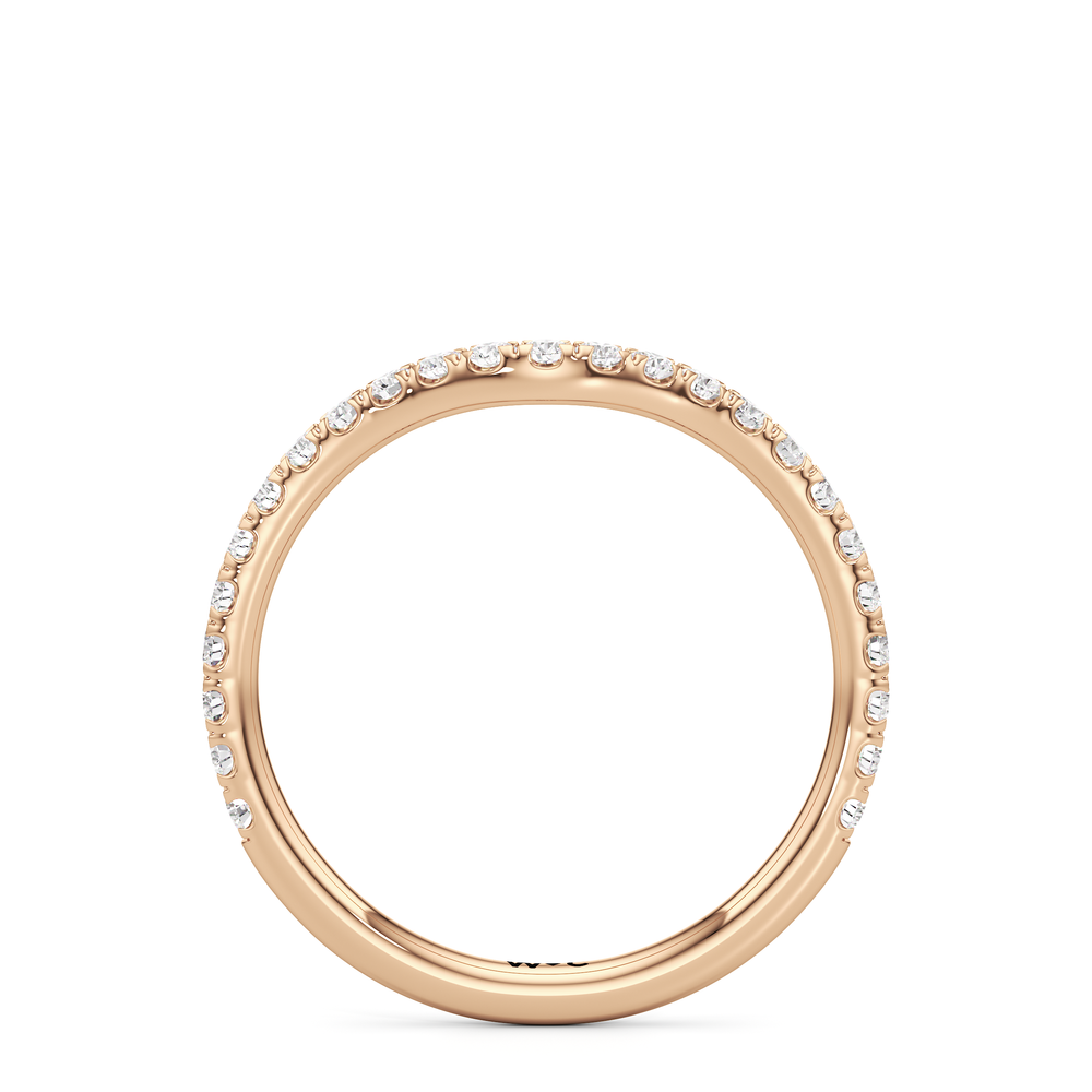 The Charlotte Three Stone Diamond Wedding Band with 18KT Rose Gold Cut Diamond in 14KT Rose Gold view 2
