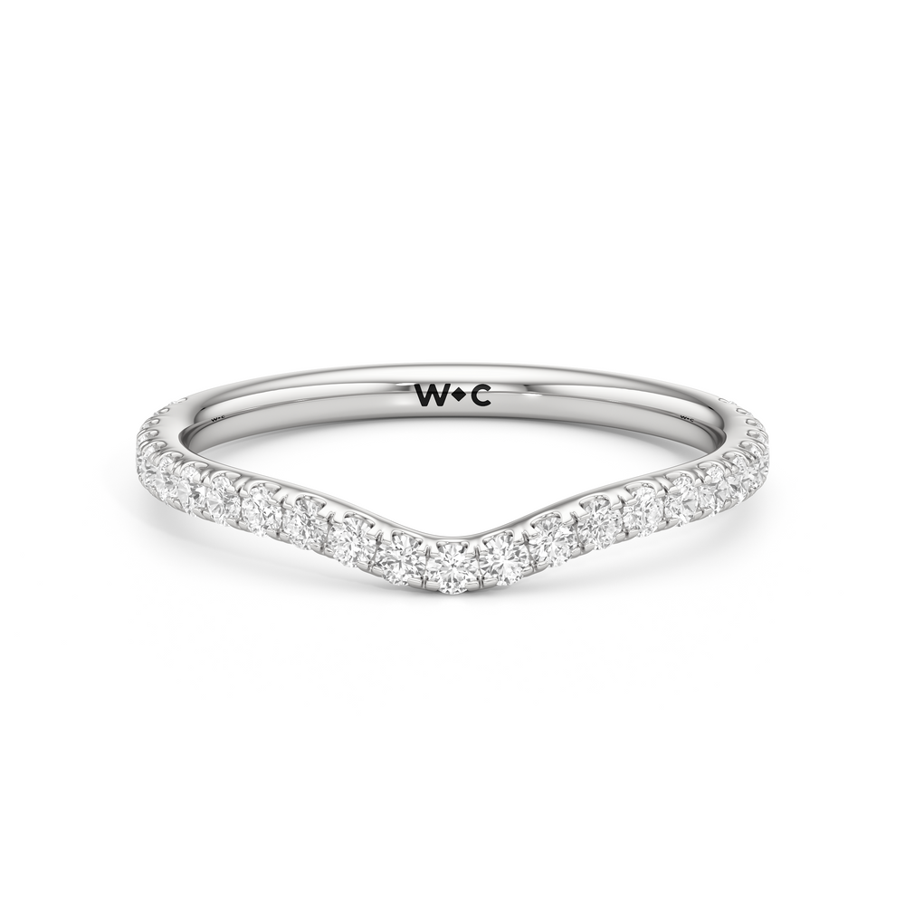 The Charlotte Three Stone Diamond Wedding Band Size 7 with Platinum Cut Diamond in 14KT Platinum view 1

