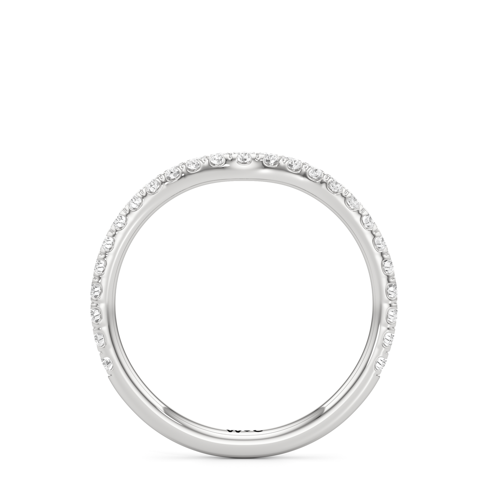 The Charlotte Three Stone Diamond Wedding Band Size 7 with Platinum Cut Diamond in 14KT Platinum view 2

