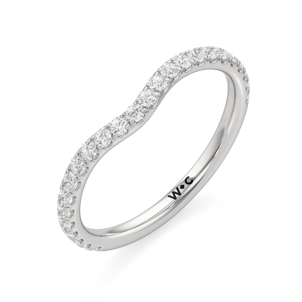 The Charlotte Three Stone Diamond Wedding Band Size 7 with Platinum Cut Diamond in 14KT Platinum view 3
