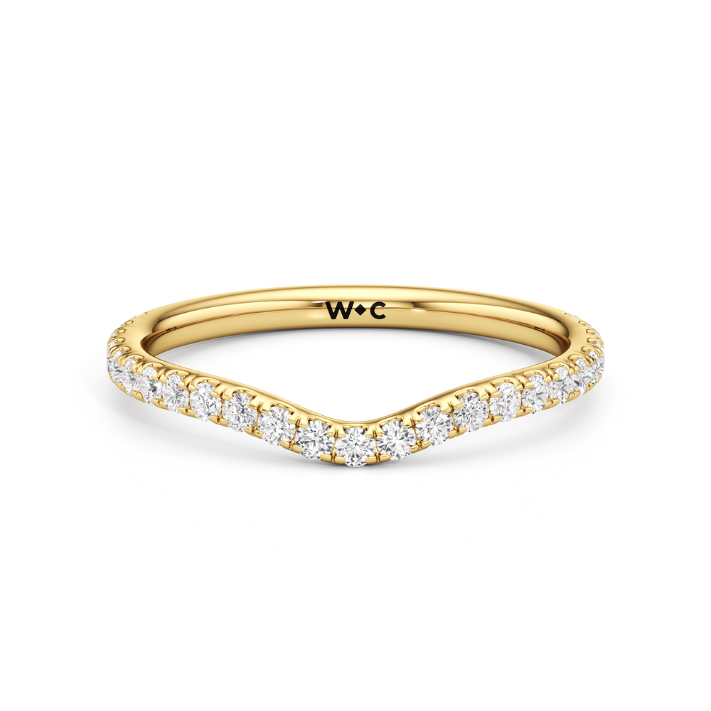 The Charlotte Three Stone Diamond Wedding Band with 18KT Yellow Gold Cut Diamond in 14KT Yellow Gold view 1
