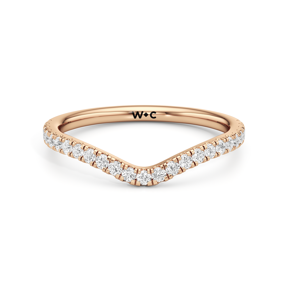 The Frankie Three Stone Diamond Wedding Band with 18KT Rose Gold Cut Diamond in 14KT Rose Gold view 1
