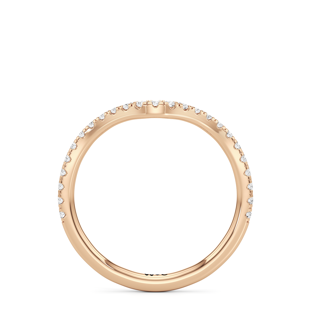 The Frankie Three Stone Diamond Wedding Band with 18KT Rose Gold Cut Diamond in 14KT Rose Gold view 2
