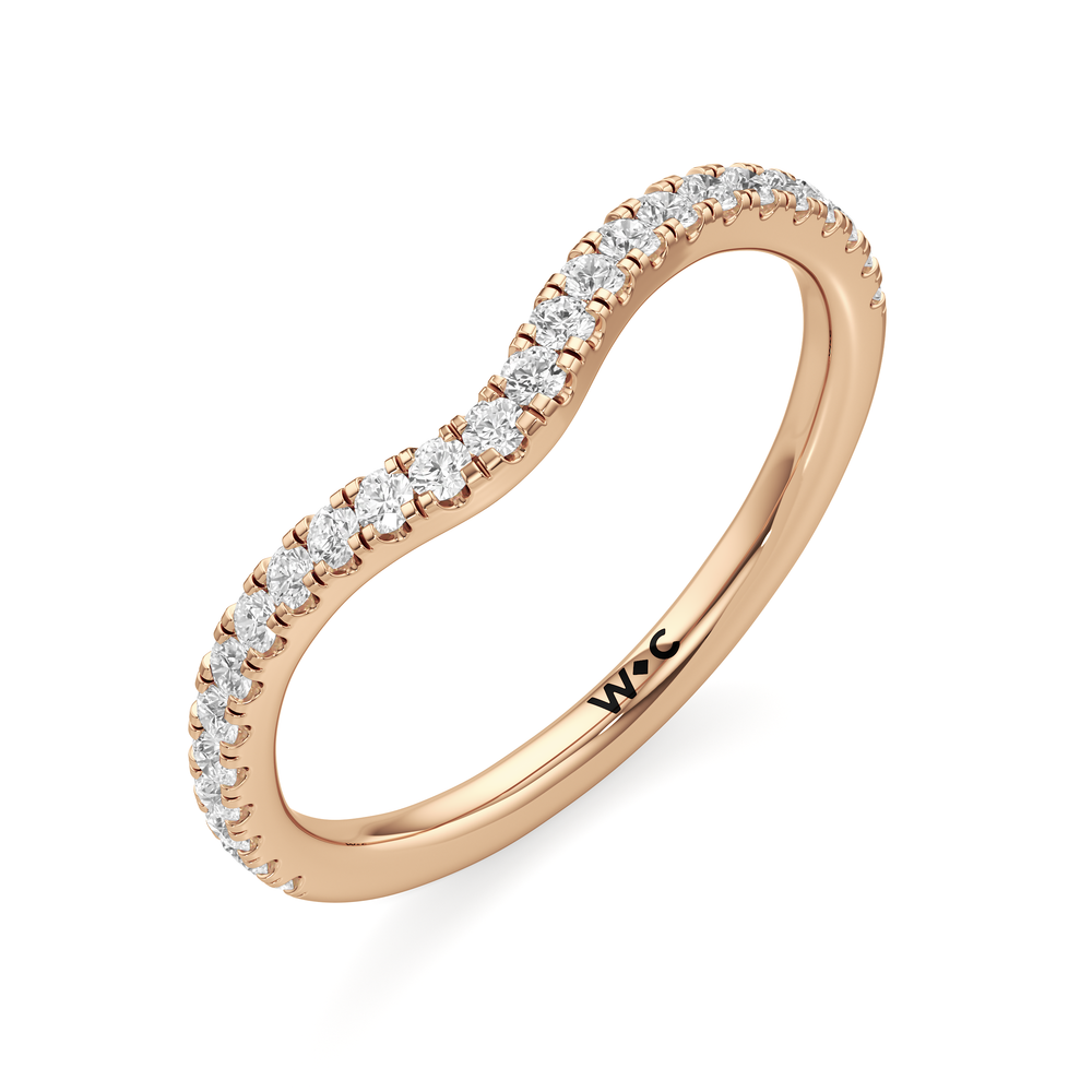 The Frankie Three Stone Diamond Wedding Band with 18KT Rose Gold Cut Diamond in 14KT Rose Gold view 3
