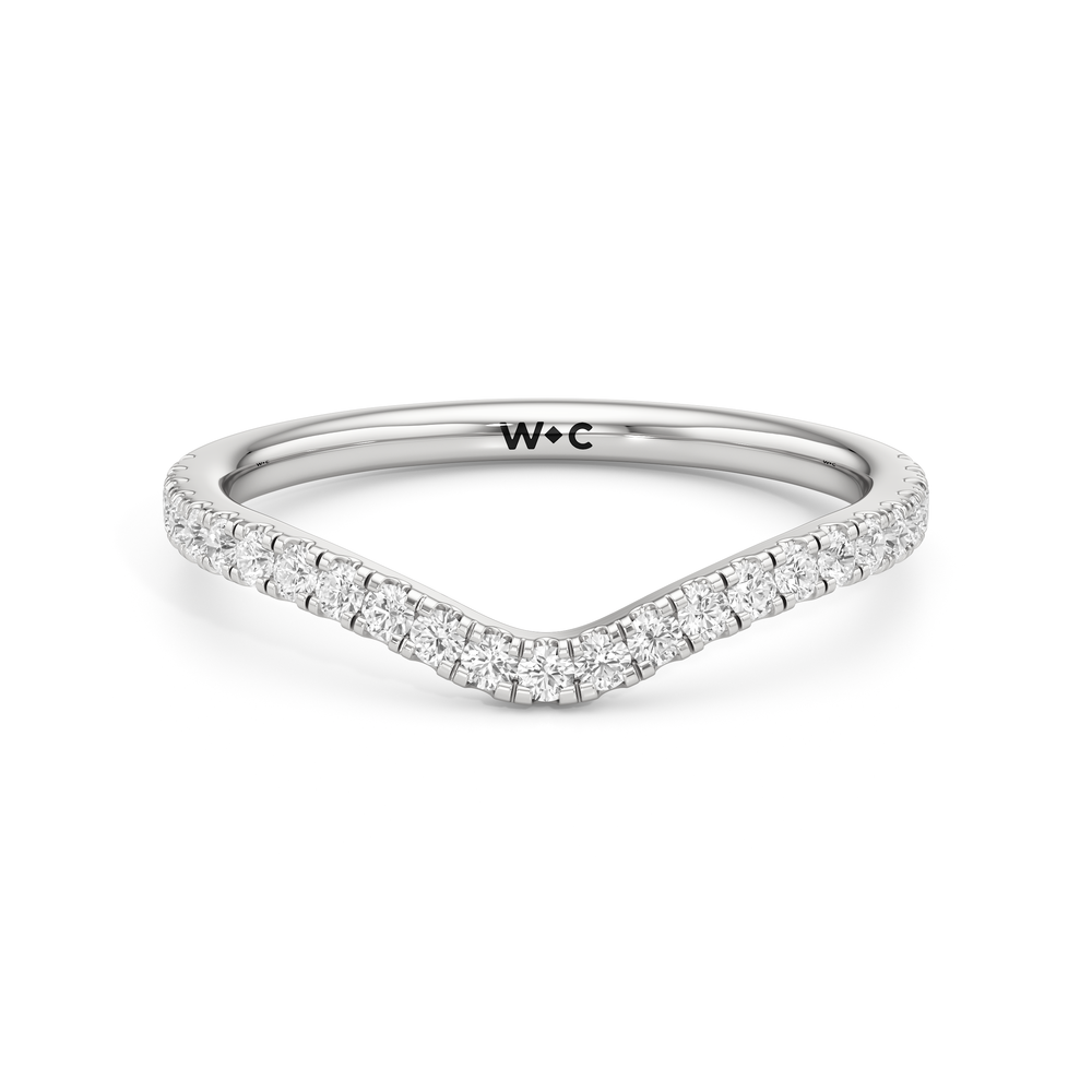 The Frankie Three Stone Diamond Wedding Band with Platinum Cut Diamond in 14KT Platinum view 1
