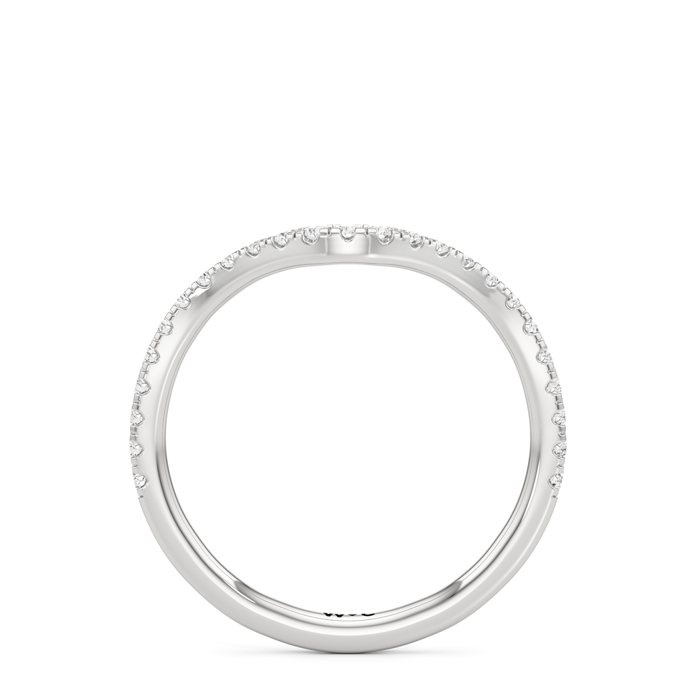 The Frankie Three Stone Diamond Wedding Band with Platinum Cut Diamond in 14KT Platinum view 2
