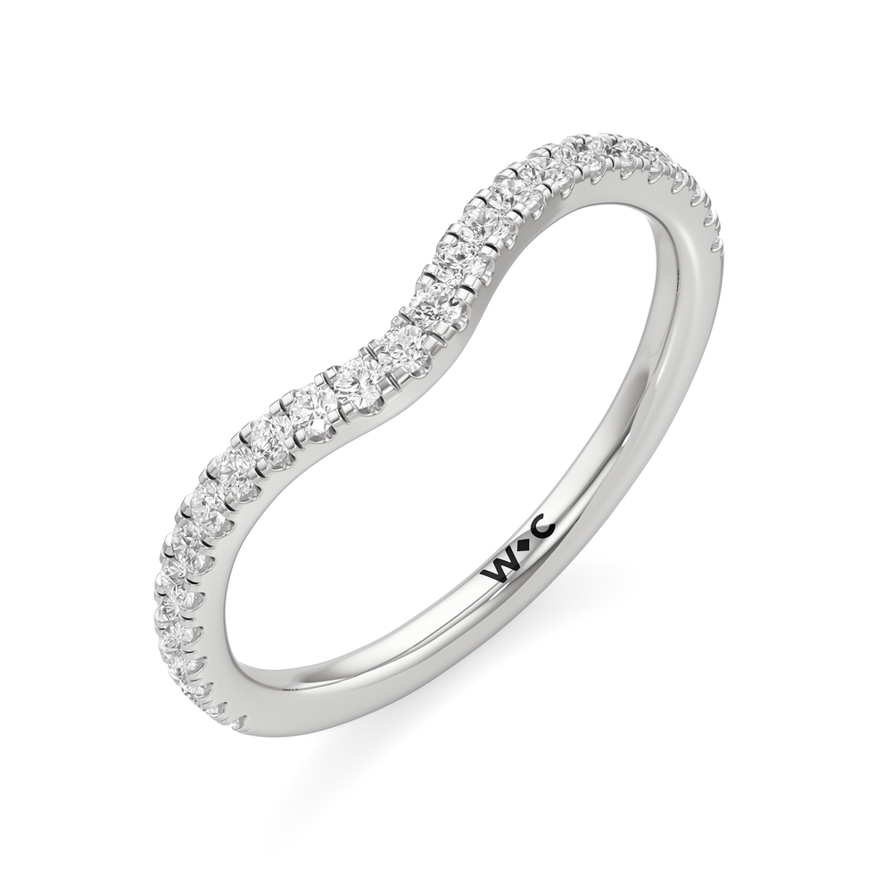 The Frankie Three Stone Diamond Wedding Band with Platinum Cut Diamond in 14KT Platinum view 3
