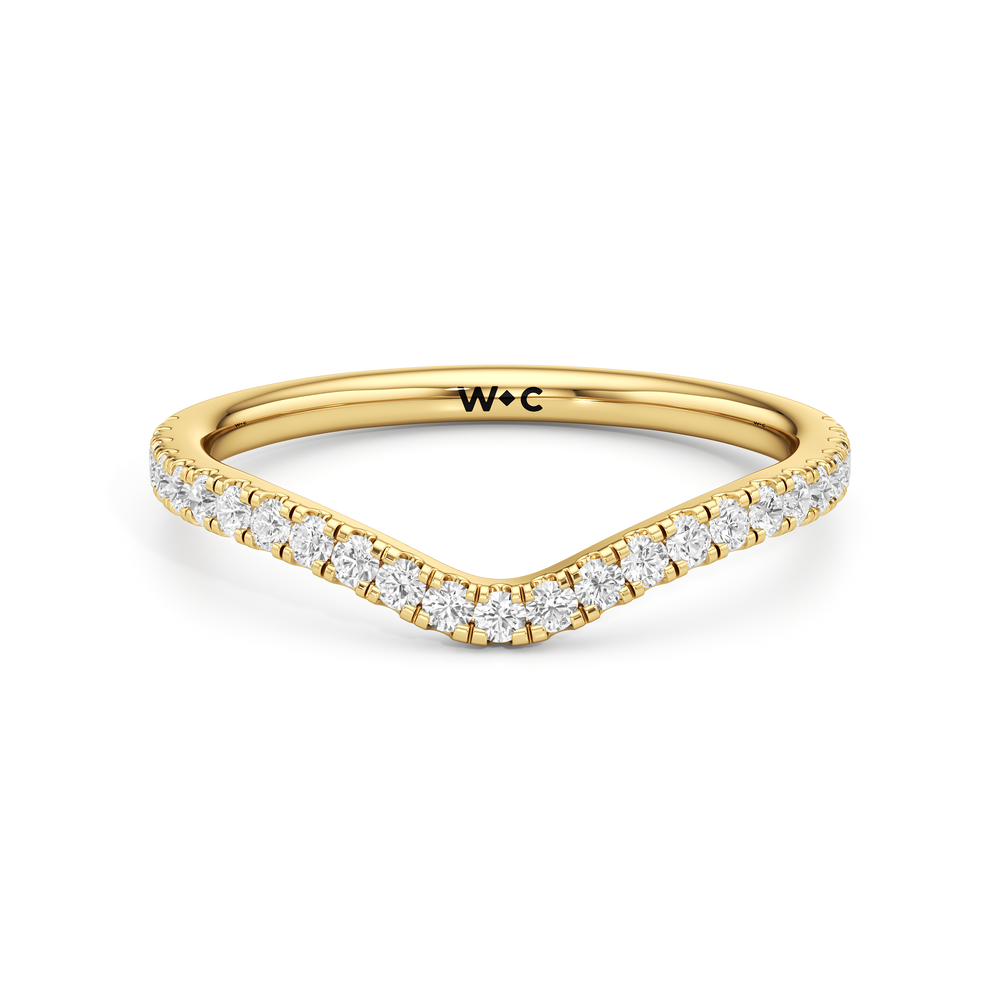 The Frankie Three Stone Diamond Wedding Band with 18KT Yellow Gold Cut Diamond in 14KT Yellow Gold view 1
