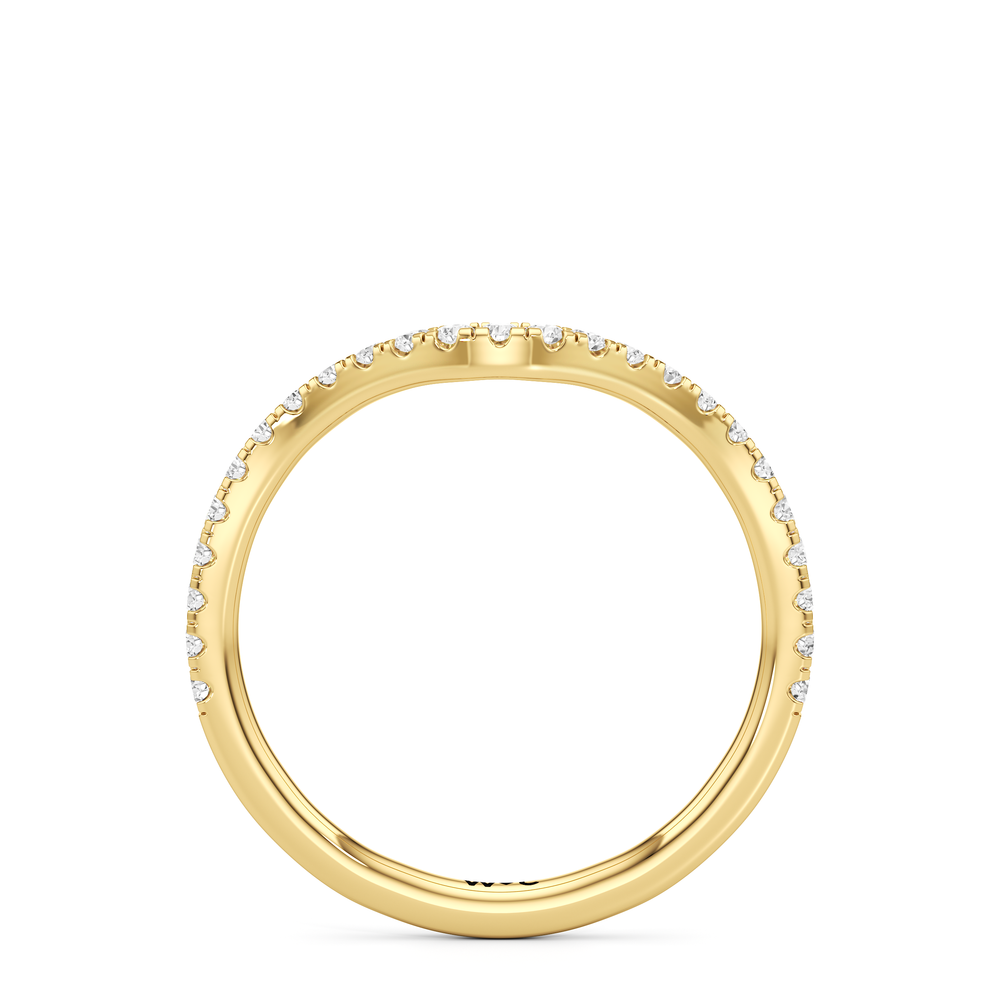 The Frankie Three Stone Diamond Wedding Band with 18KT Yellow Gold Cut Diamond in 14KT Yellow Gold view 2
