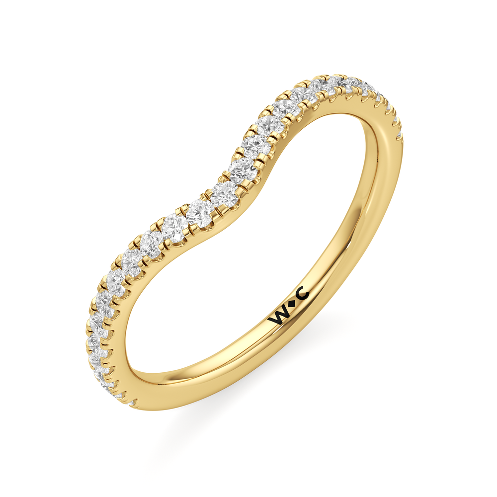 The Frankie Three Stone Diamond Wedding Band with 18KT Yellow Gold Cut Diamond in 14KT Yellow Gold view 3
