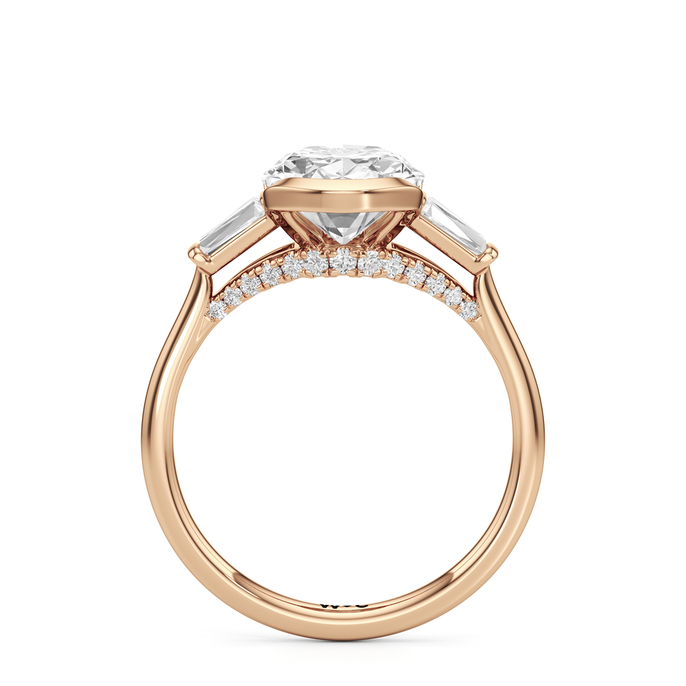 Oval Cut The Frankie Three Stone Engagement Ring with Lab Grown Diamond in 14KT Rose Gold view 2
