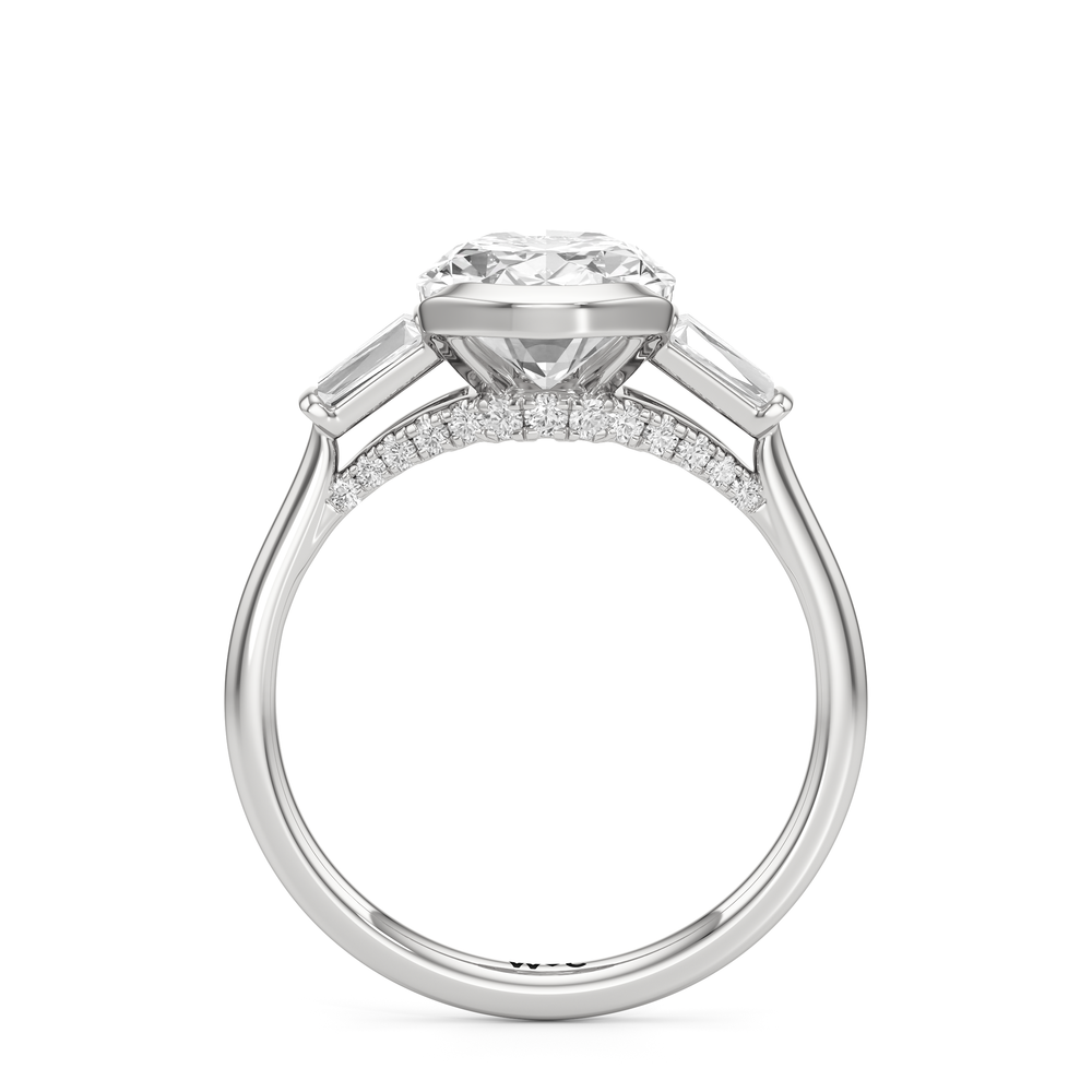 Oval Cut The Frankie Three Stone Engagement Ring with Lab Grown Diamond in 14KT Platinum view 2
