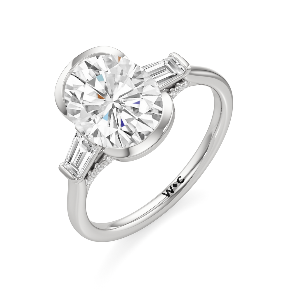 Oval Cut The Frankie Three Stone Engagement Ring with Lab Grown Diamond in 14KT Platinum view 3
