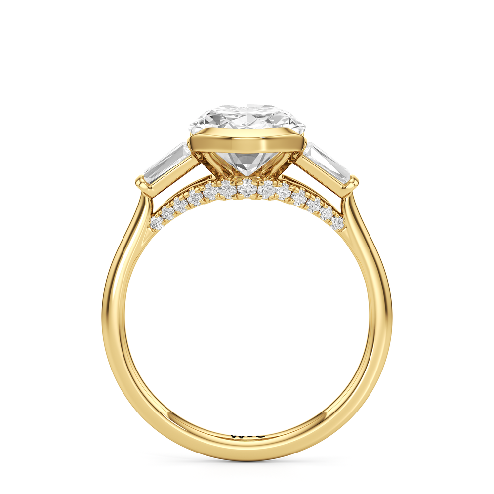 Oval Cut The Frankie Three Stone Engagement Ring with Lab Grown Diamond in 14KT Yellow Gold view 2
